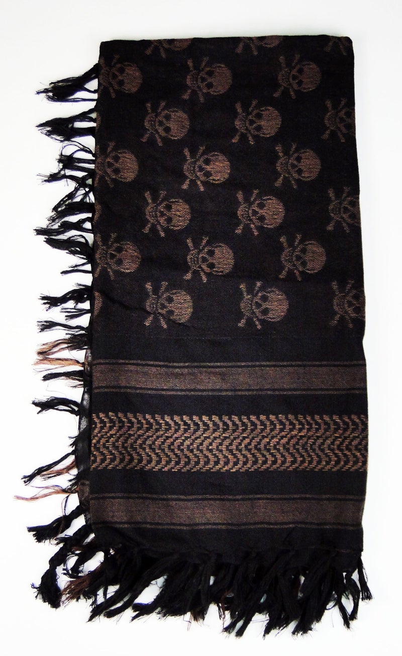 Tapp Collections Premium Skull Pattern Shemagh Head Neck Scarf - Dark Brown/Black - Image 2